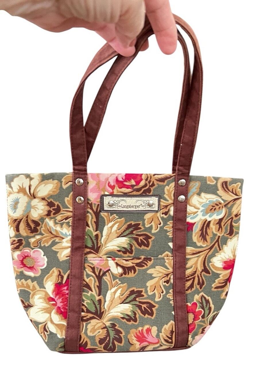 Longaberger Fabric Purse Handbag 2 Straps Majolica Garden Magnetic Closure
